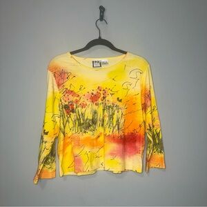 Vintage Y2K Take Two‎ Clothing Abstract Floral Long Sleeve Tee